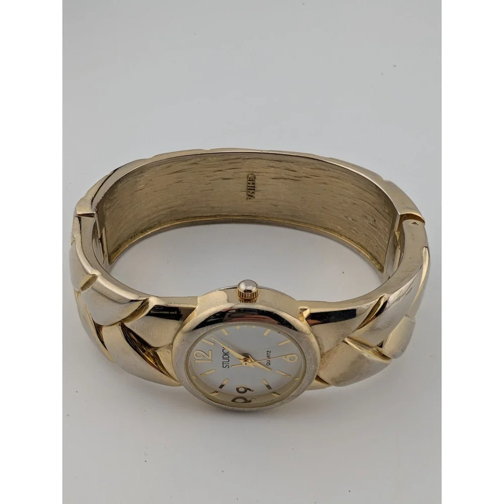 Studio Time Bangle Watch Women‎ 25mm Case Two Tone Band- New Battery